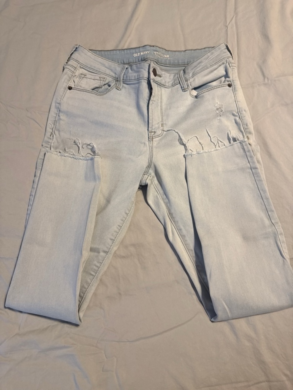 Old Navy Women's Light Wash Ripped Skinny Jeans